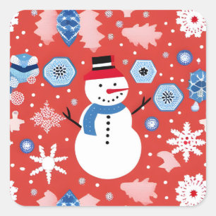 Snowman Chillin' Square Sticker