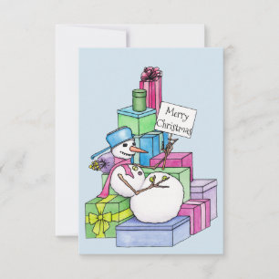 Snowman chilling on presents