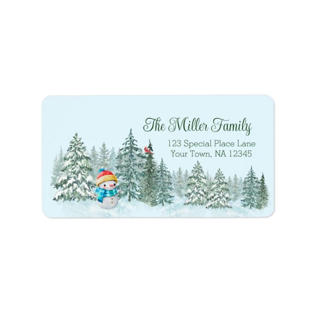 Snowman Christmas Address Label (Front)