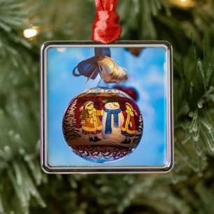 Snowman Christmas Ball Metal Ornament