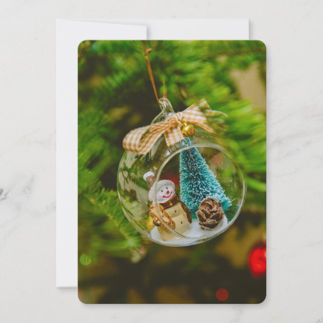 Snowman Christmas bauble Holiday Card (Front)