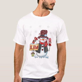 Snowman Christmas Candy Cane Red T-Shirt