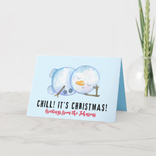 Snowman Christmas Card, Personalised Xmas Card