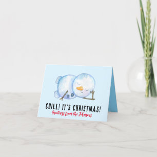 Snowman Christmas Card, Personalised Xmas Card