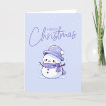 Snowman Christmas Card with Purple Background