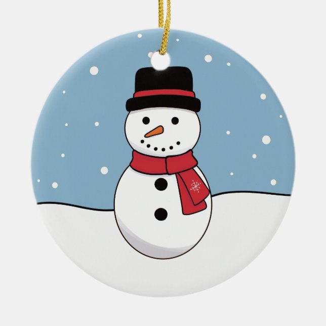 Snowman Christmas  Ceramic Ornament (Front)