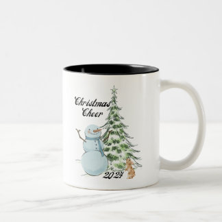 Snowman Christmas Cheer Winter Wonderland Two-Tone Coffee Mug