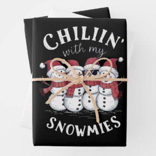 Snowman Christmas Chillin With My Snowmies Gift  Wrapping Paper Sheet