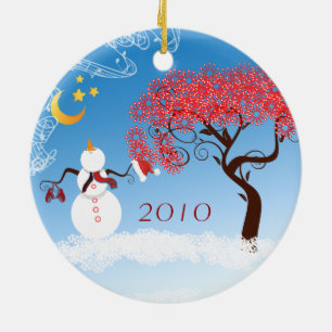 Snowman Christmas Couples Photo Ornament