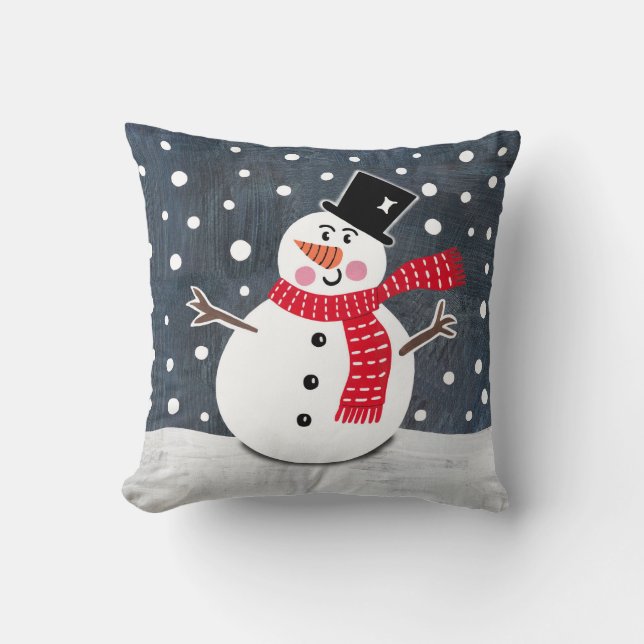 Snowman Christmas Cushion Throw Pillow (Front)