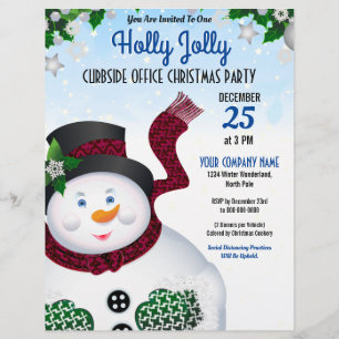 Snowman Christmas Drive-Thru Holiday Party Flyer