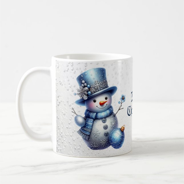Snowman Christmas Elegant Winter Holidays Coffee Mug (Left)