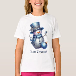 Snowman Christmas Elegant Winter Holidays Girls T-Shirt