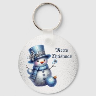 Snowman Christmas Elegant Winter Holidays Key Ring