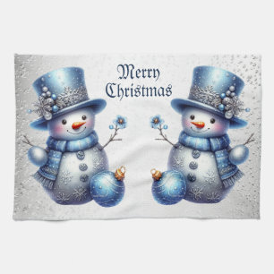 Snowman Christmas Elegant Winter Holidays Tea Towel