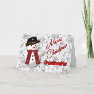 Snowman Christmas Greeting - Granddaughter Holiday Card