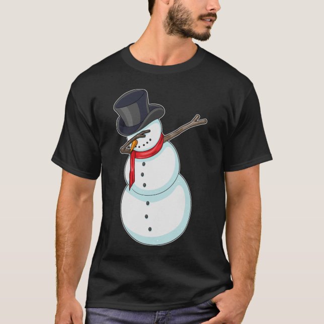 Snowman Christmas Hip Hop Dance Dab T-Shirt (Front)