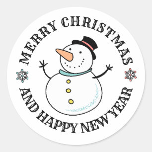 Snowman Christmas Holiday  Classic Round Sticker