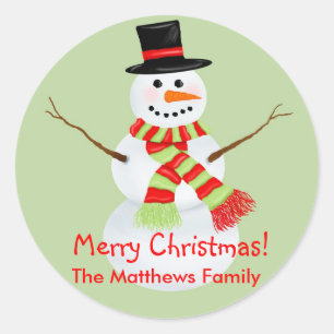 Snowman Christmas Holiday Stickers