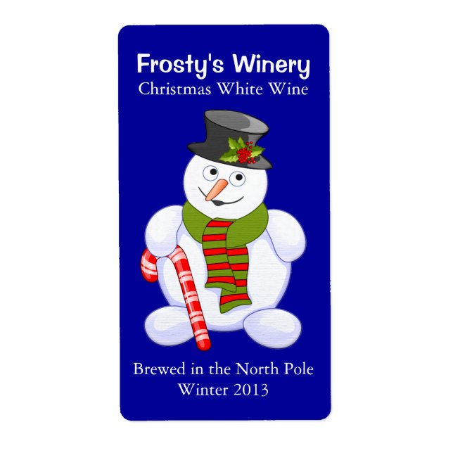 Snowman Christmas Home Brewed Wine Labels (Front)
