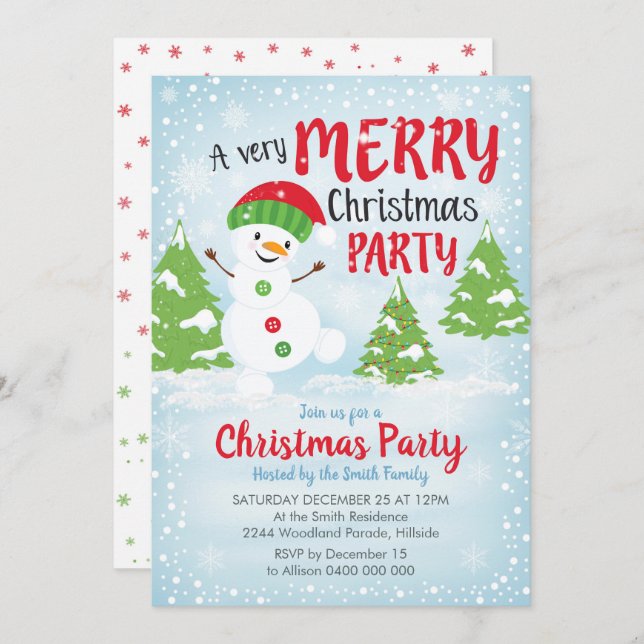 Snowman Christmas Invitations (Front/Back)