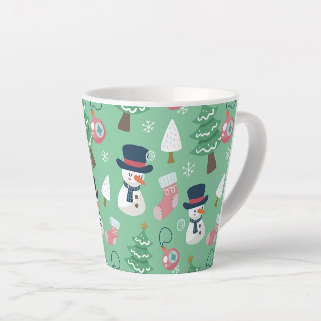 Snowman Christmas Latte Mug (Right Angle)