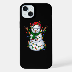 snowman christmas lights iPhone 15 plus case