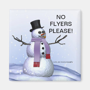 Snowman Christmas No Flyers Please Magnet