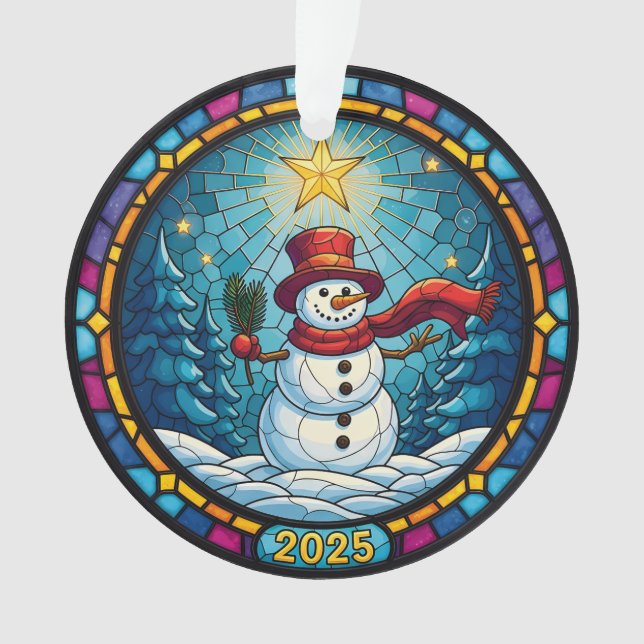 Snowman Christmas Ornament 2025 – Stained Glass (Front)