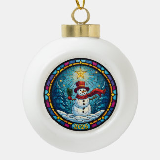 Snowman Christmas Ornament 2025 – Stained Glass
