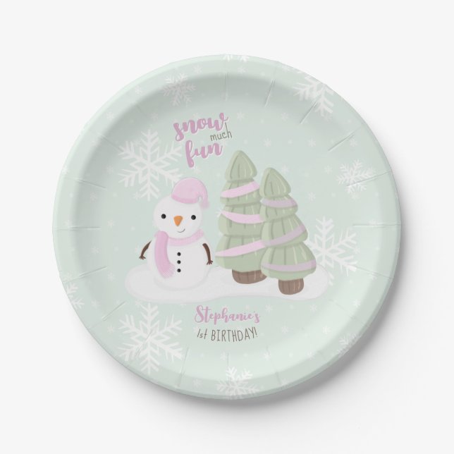 Snowman Christmas Paper Plates (Front)