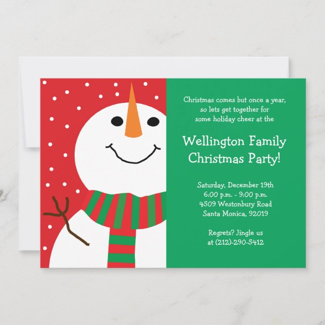 Snowman Christmas Party Invitation (Front)