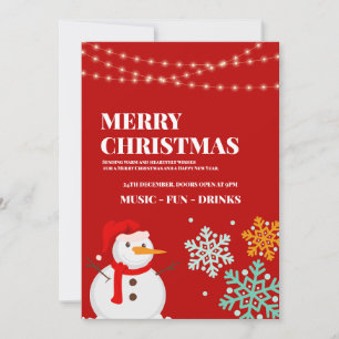 Snowman Christmas Party invitation, Christmas eve Invitation