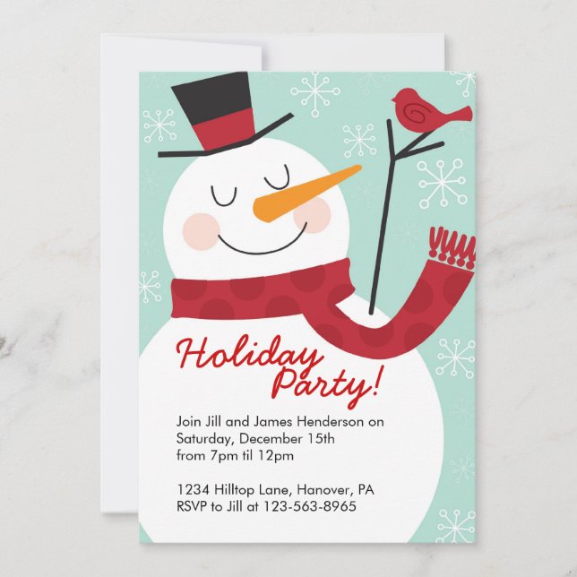 Snowman Christmas Party Invitations (Front)