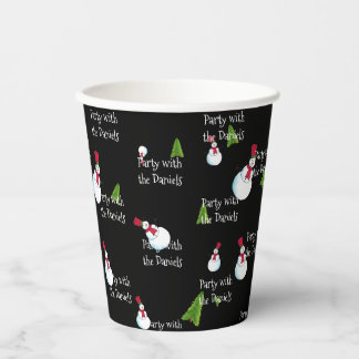 Snowman Christmas Party Personalized Paper Cups