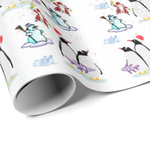 Snowman Christmas Penguin Wrapping Paper