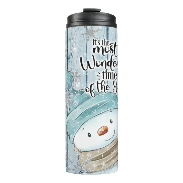 Snowman Christmas Personalise Thermal Tumbler (Front)
