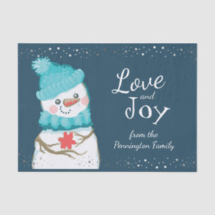 Snowman Christmas Personalised Family Name Tissue Paper