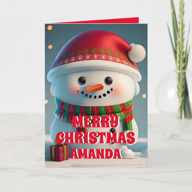 Snowman Christmas Personalised Kids Photo Holiday Card (Front)