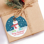 Snowman Christmas Personalised Sticker<br><div class="desc">Fun navy blue,  red and white snowman sticker. A fun finishing touch for your Christmas cards or gifts. Personalise it for Christmas! Designed for you by Blackberry Boulevard.</div>