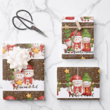 Snowman, Christmas Personalised  Wrapping Paper 
