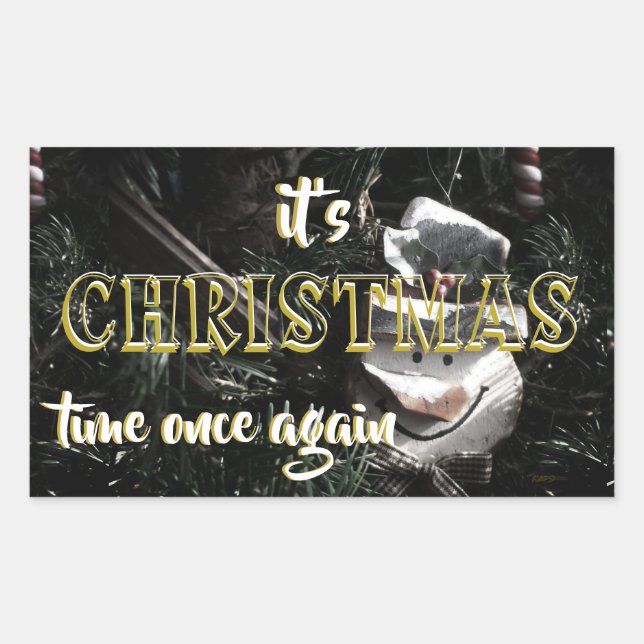 Snowman Christmas Rectangular Sticker (Front)