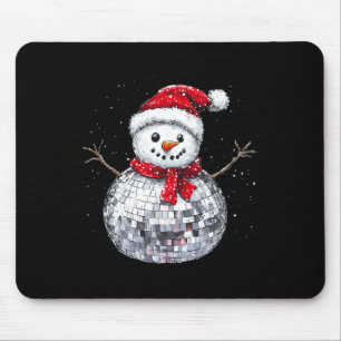 Snowman Christmas Retro Santa Hat Disco Ball Match Mouse Pad