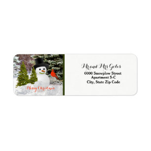  Snowman Christmas  Return Address  Label