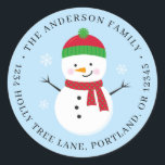 Snowman Christmas Return Address Label Round<br><div class="desc">Add the finishing touch to your holiday mail with this cute return address label.</div>