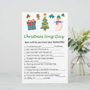 Snowman christmas song quiz game
