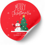 Snowman Christmas Stickers: Personalise Your Gifts Classic Round Sticker<br><div class="desc">Elevate your holiday presents with our Snowman Christmas Stickers! Featuring the whimsical snowman design from our favour bags, these round stickers bring joy to your gifts. Personalise them with your family name and a heartfelt message for a unique and festive touch. Whether you choose 'Merry Christmas' or 'Happy Holidays, '...</div>