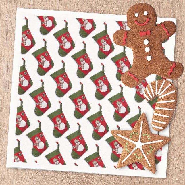 Snowman Christmas Stocking Tiled Pattern Napkin (Creator Uploaded)