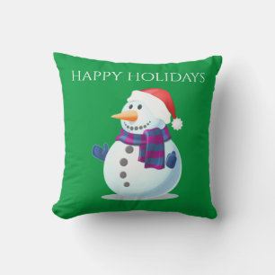 SNOWMAN christmas throw pillow. Cushion
