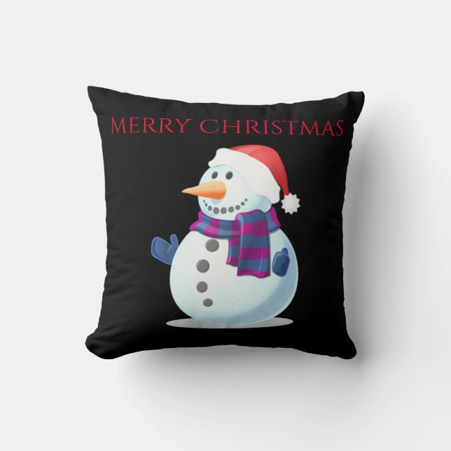 SNOWMAN christmas throw pillow. Cushion (Front)